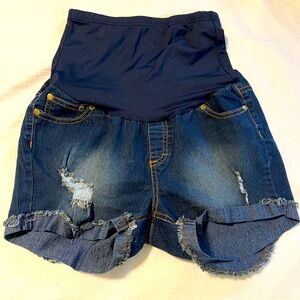 Denim maternity shorts